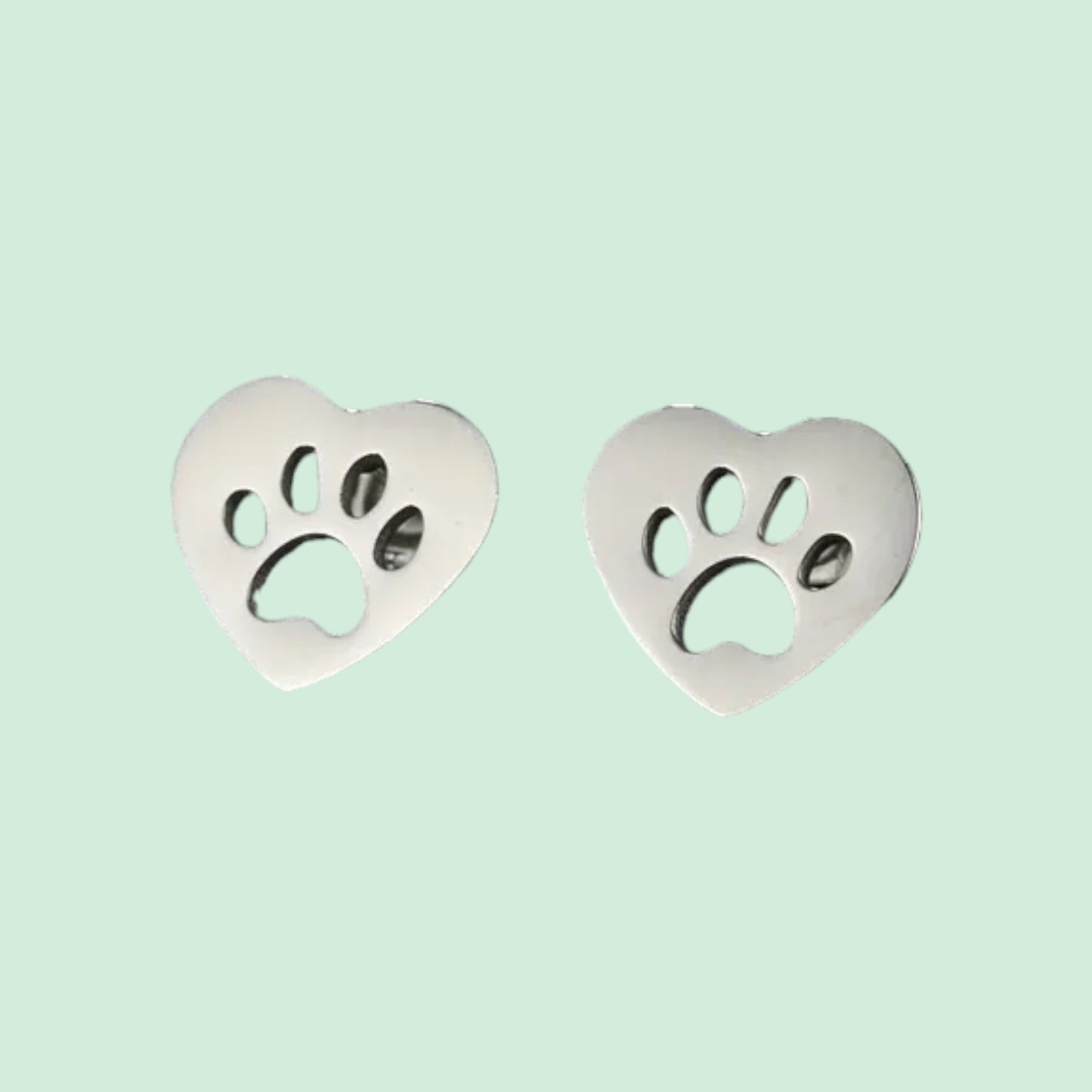 Paw Heart Stud Dog Earrings